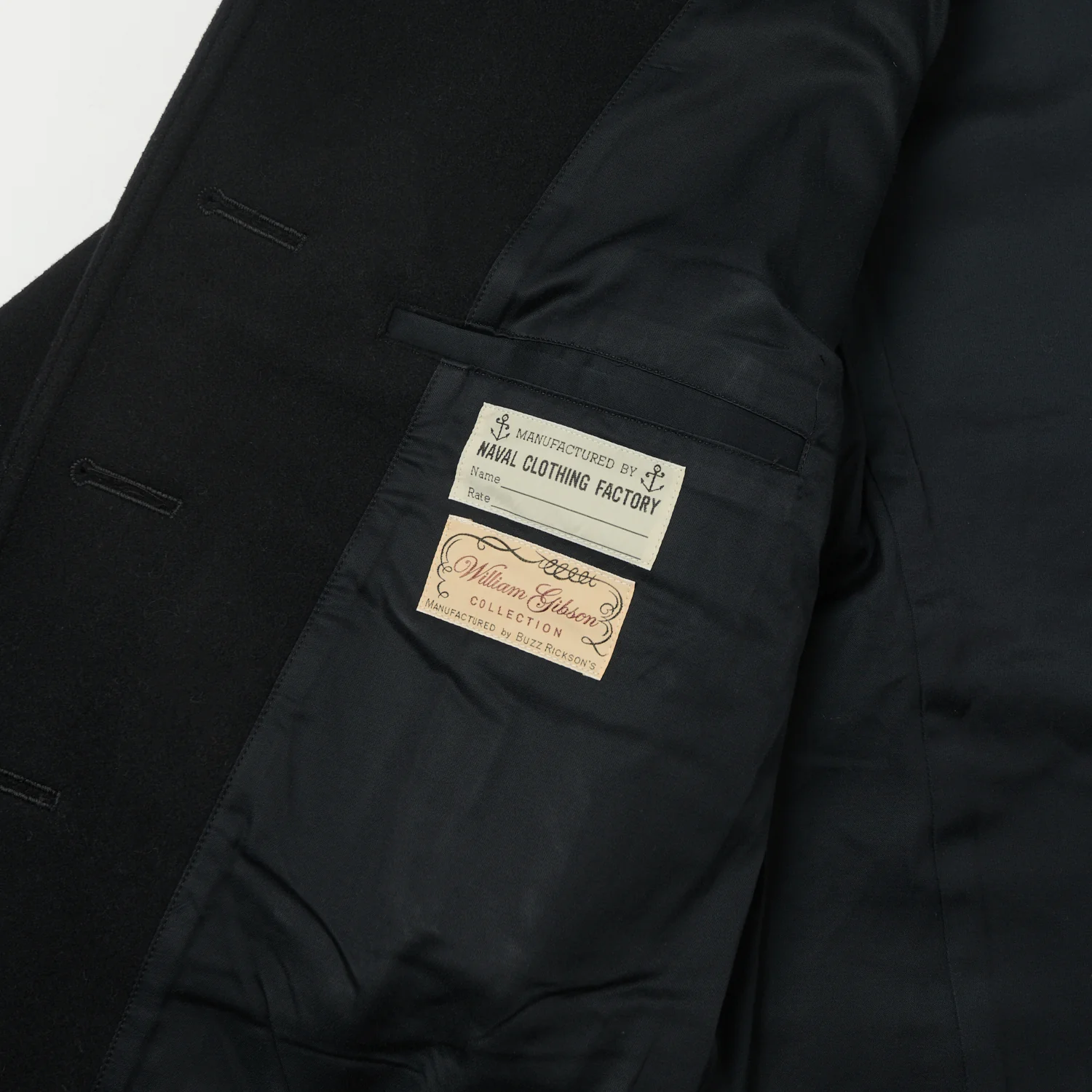 Buzz Rickson x William Gibson U.S. Navy Pea Coat - Black - Image 5