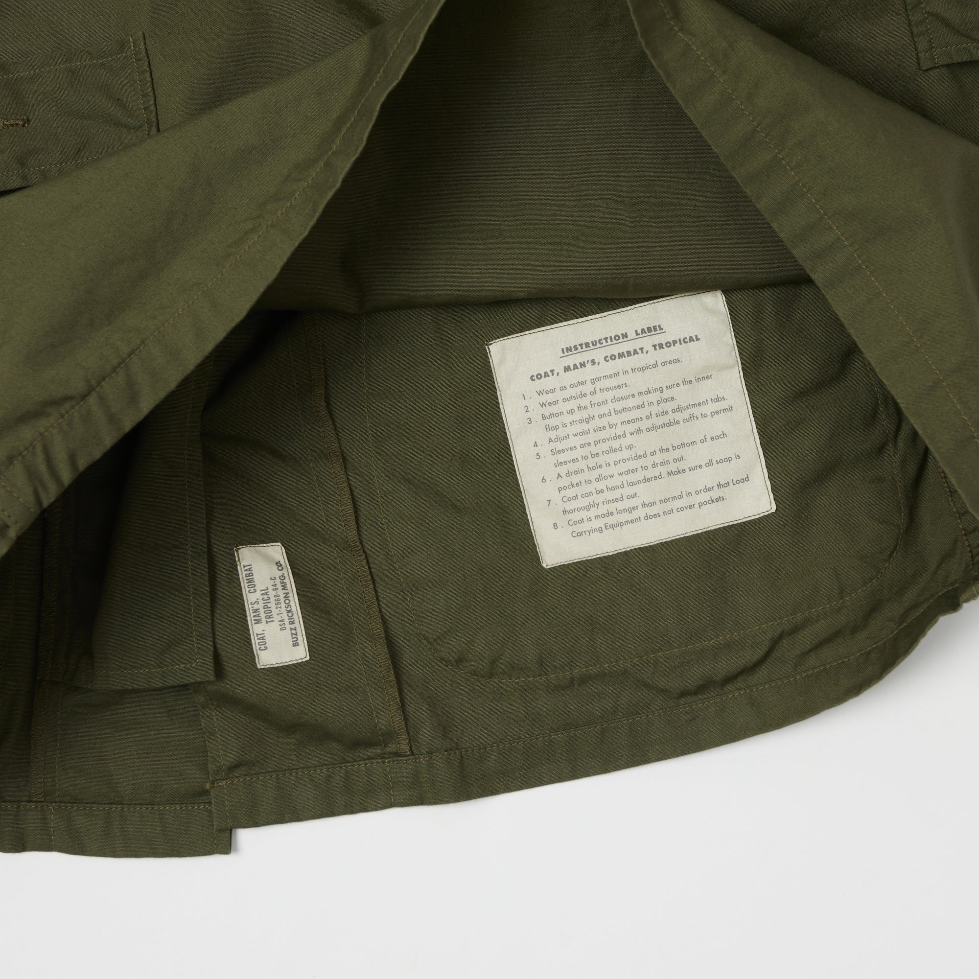 Buzz Rickson's U.S. Army Tropical Combat Jacket - Olive - Image 6