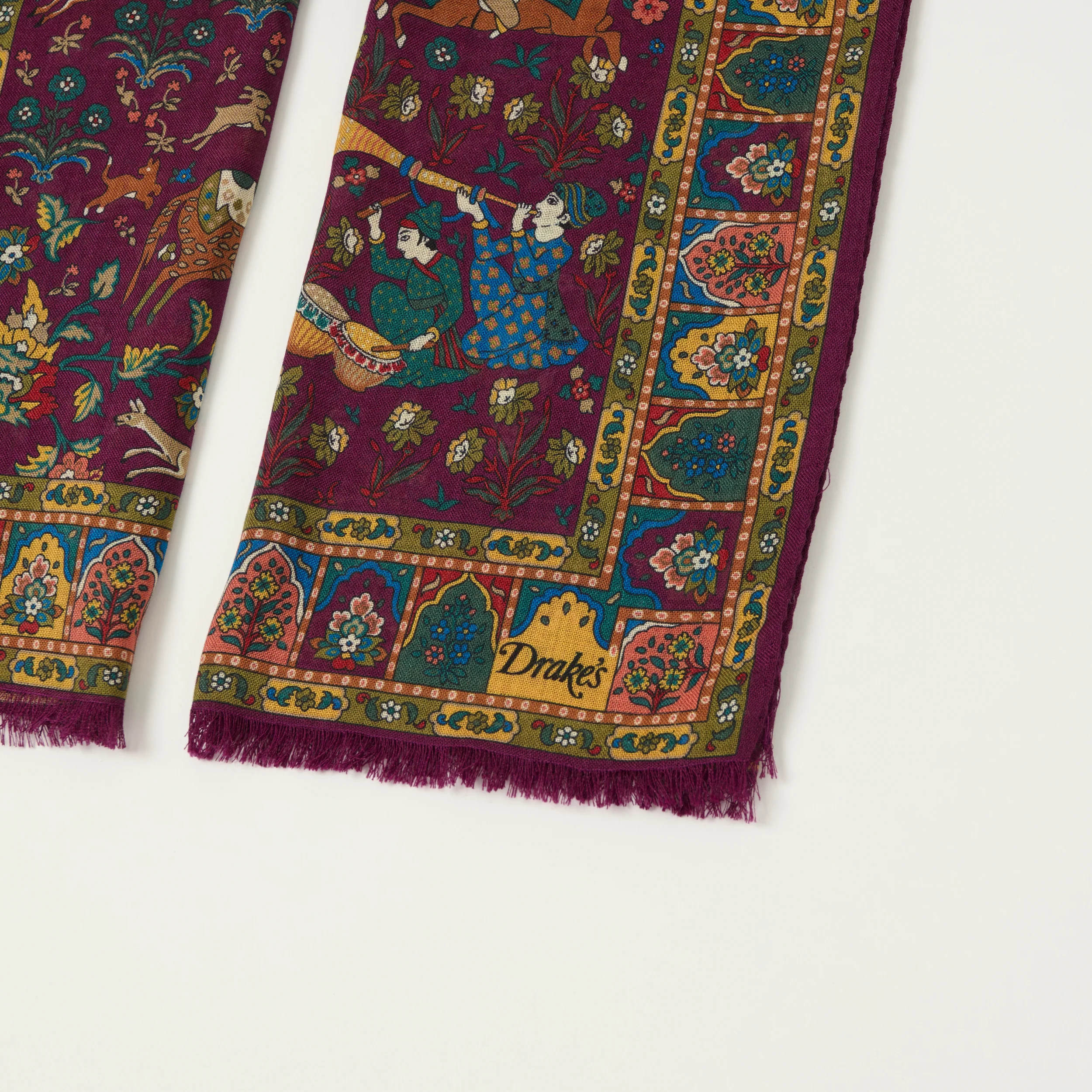 Drake's 'Moghul Garden' Wool/Silk Scarf - Burgundy - Image 2