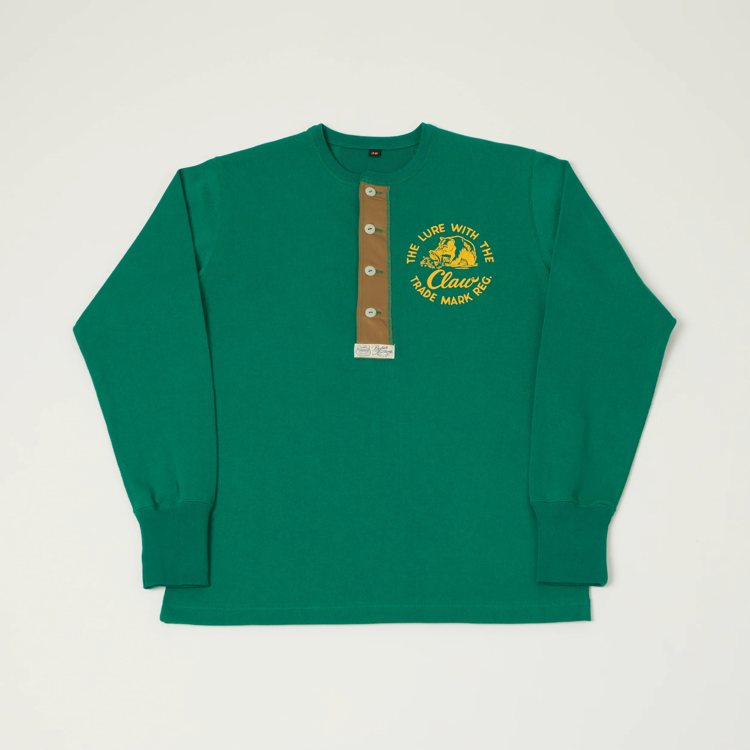 Freewheelers & Co Power Wear 'Claw' Long Sleeve Henley - Green