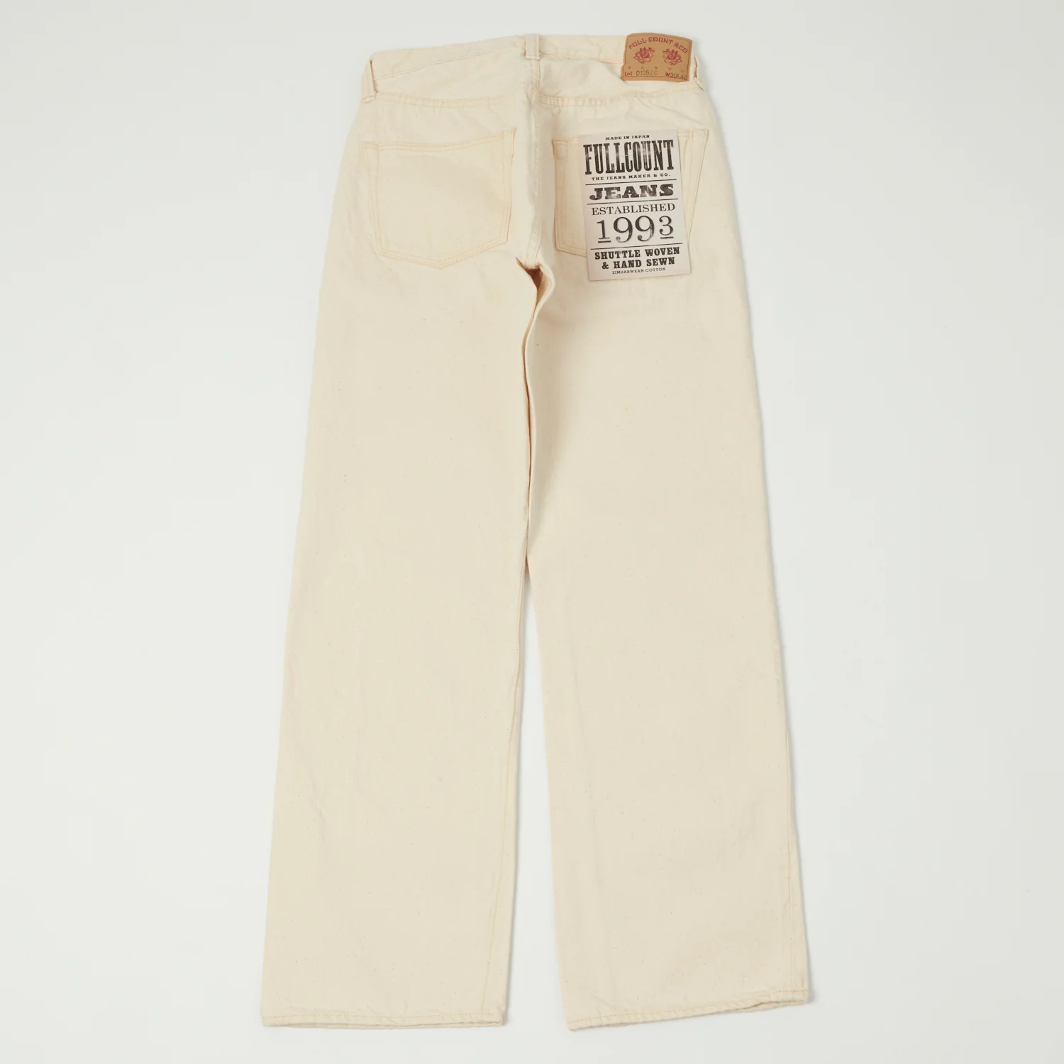 FULLCOUNT 0105 13.7oz Wide Straight Jean - Ecru One Wash - Image 6