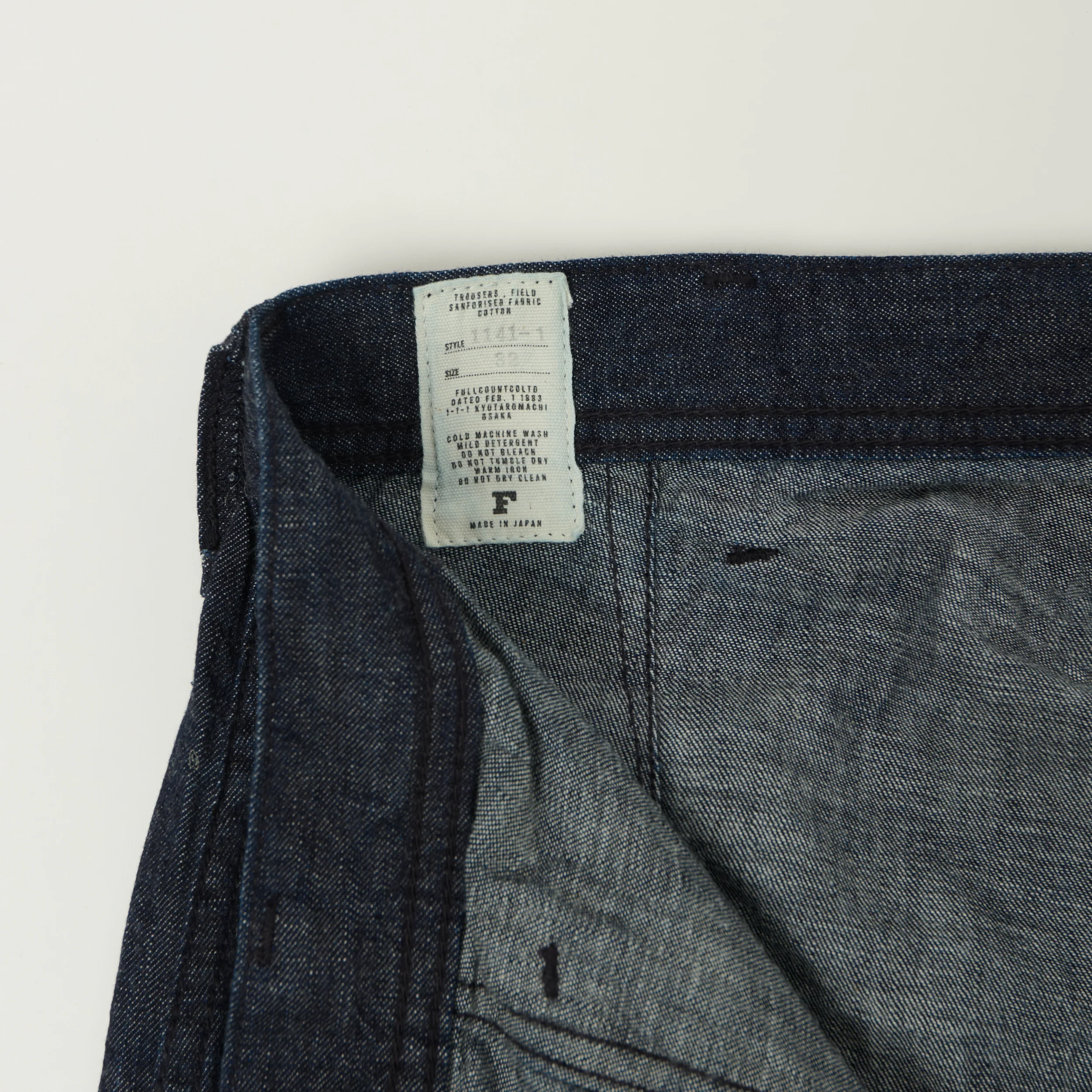 FULLCOUNT 1141 8oz Denim U.S. Navy Seamens Trousers - One Wash - Image 3