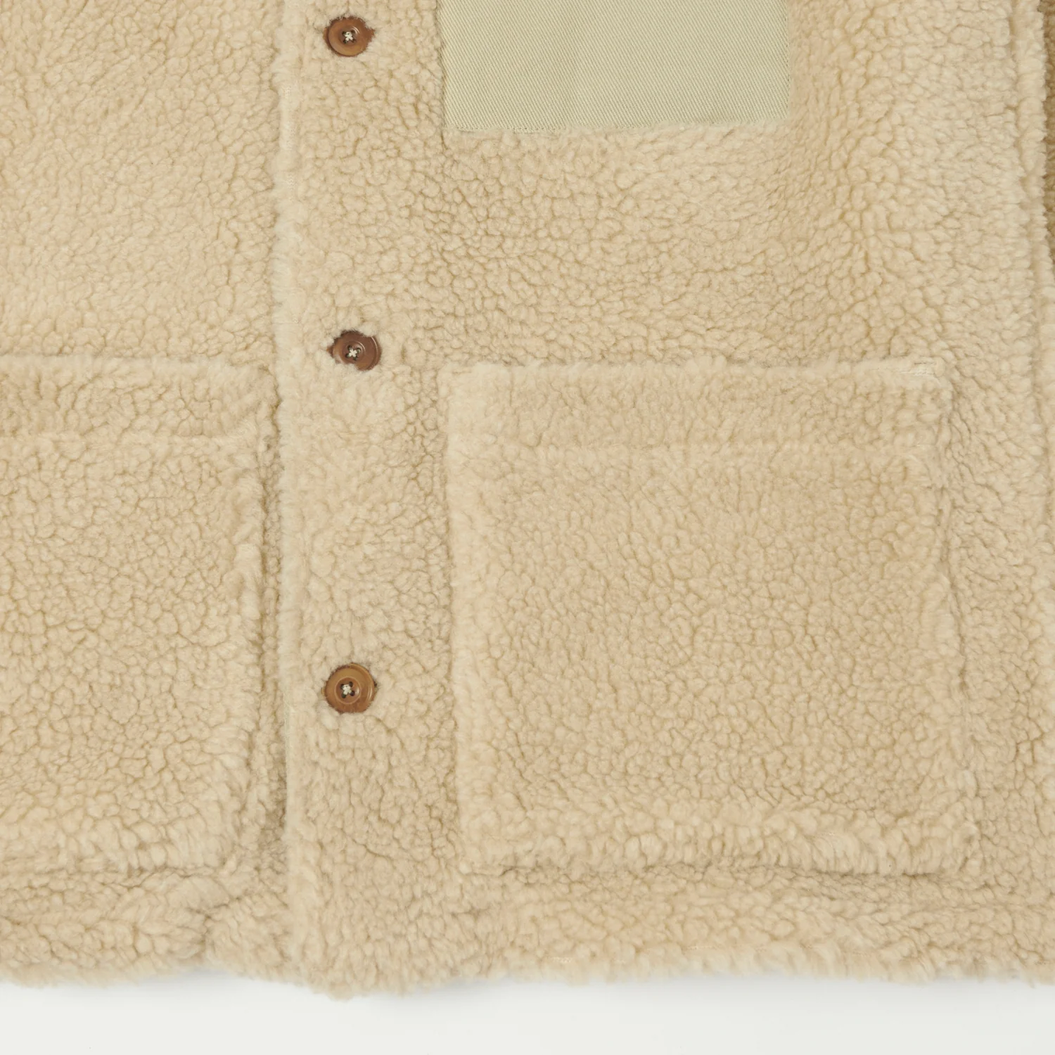 Hartford 'Utility' Fleece Jacket - Beige - Image 3