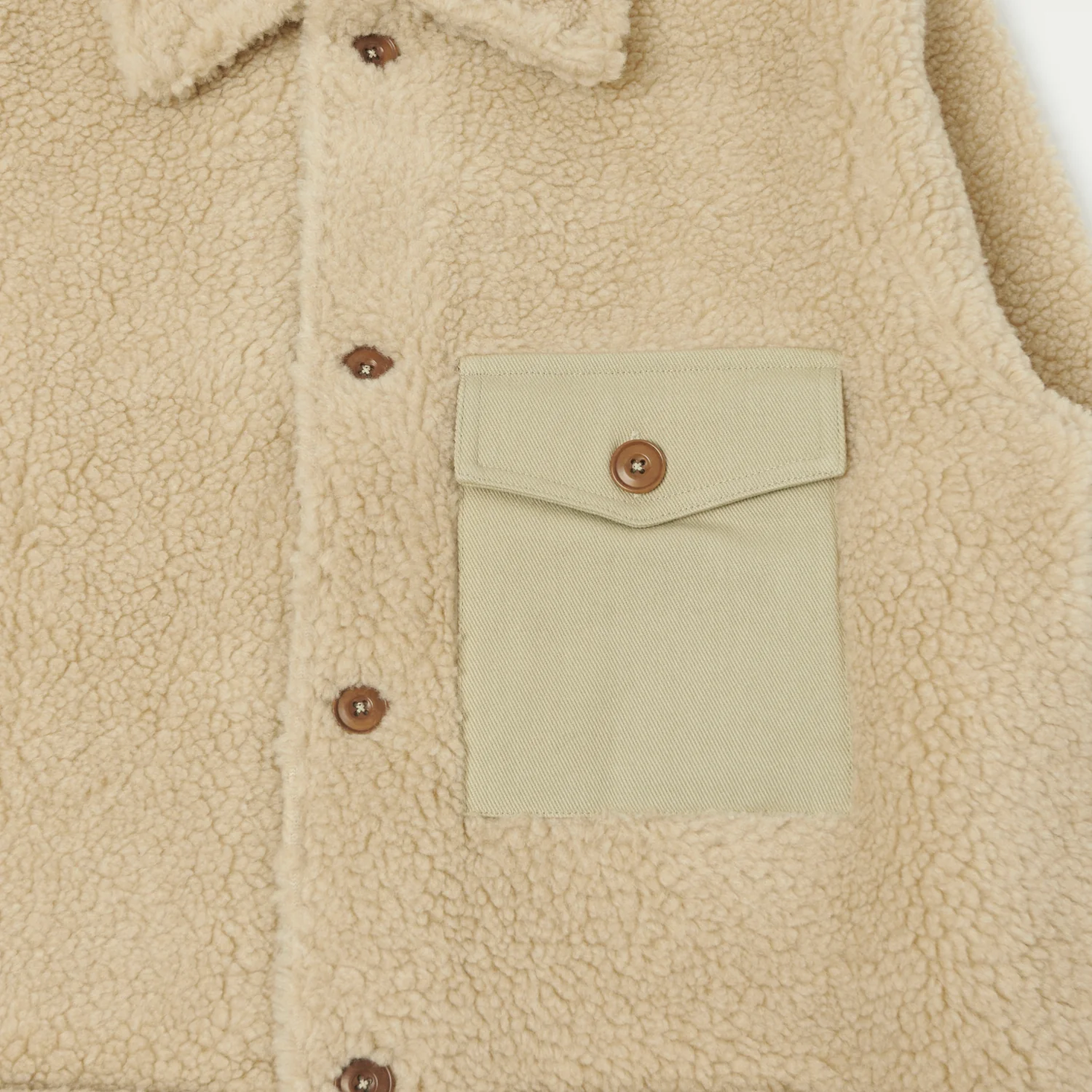 Hartford 'Utility' Fleece Jacket - Beige - Image 4