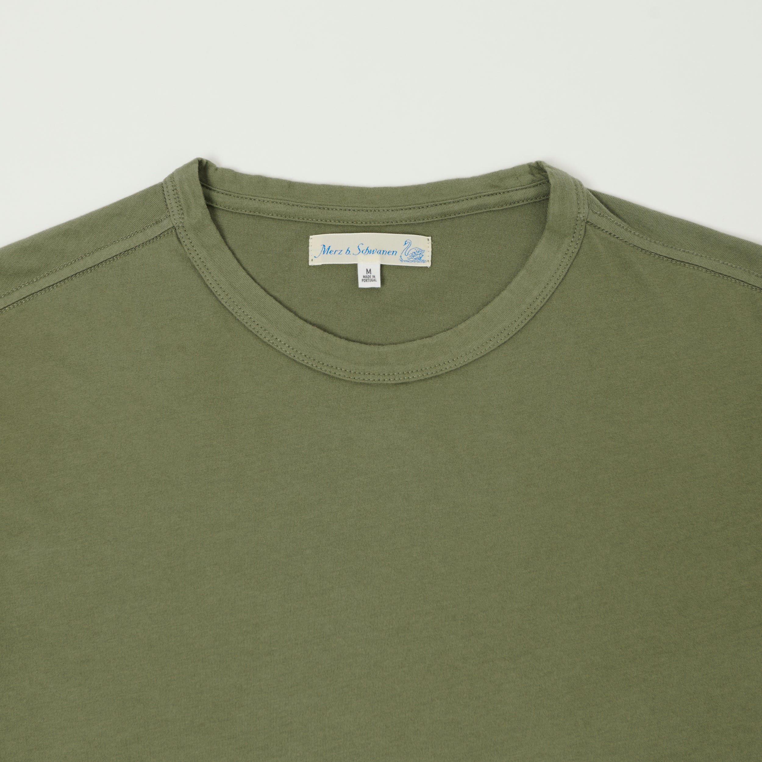 Merz b. Schwanen 'Good Basics' Pima Cotton T-Shirt - Light Army - Image 2