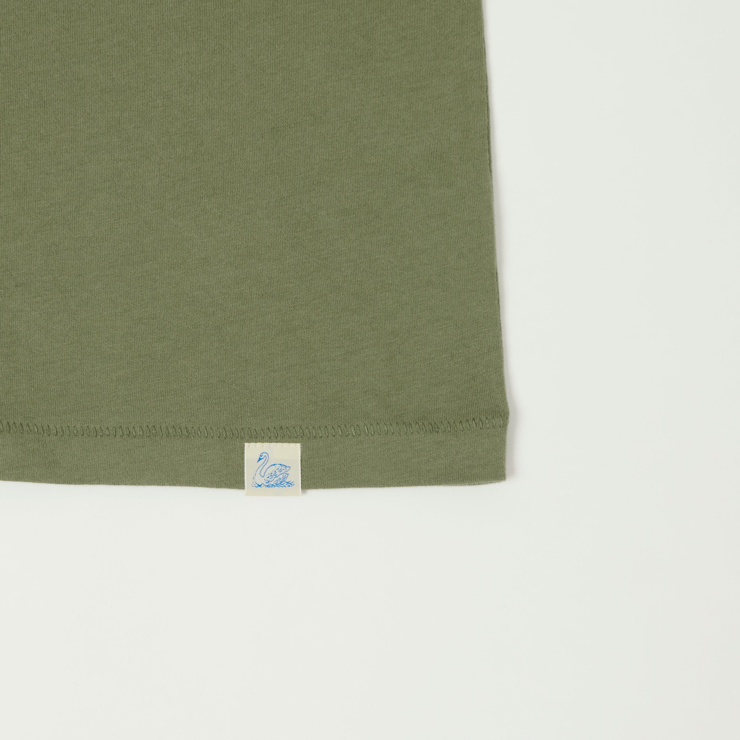 Merz b. Schwanen 'Good Basics' Pima Cotton T-Shirt - Light Army - Image 4