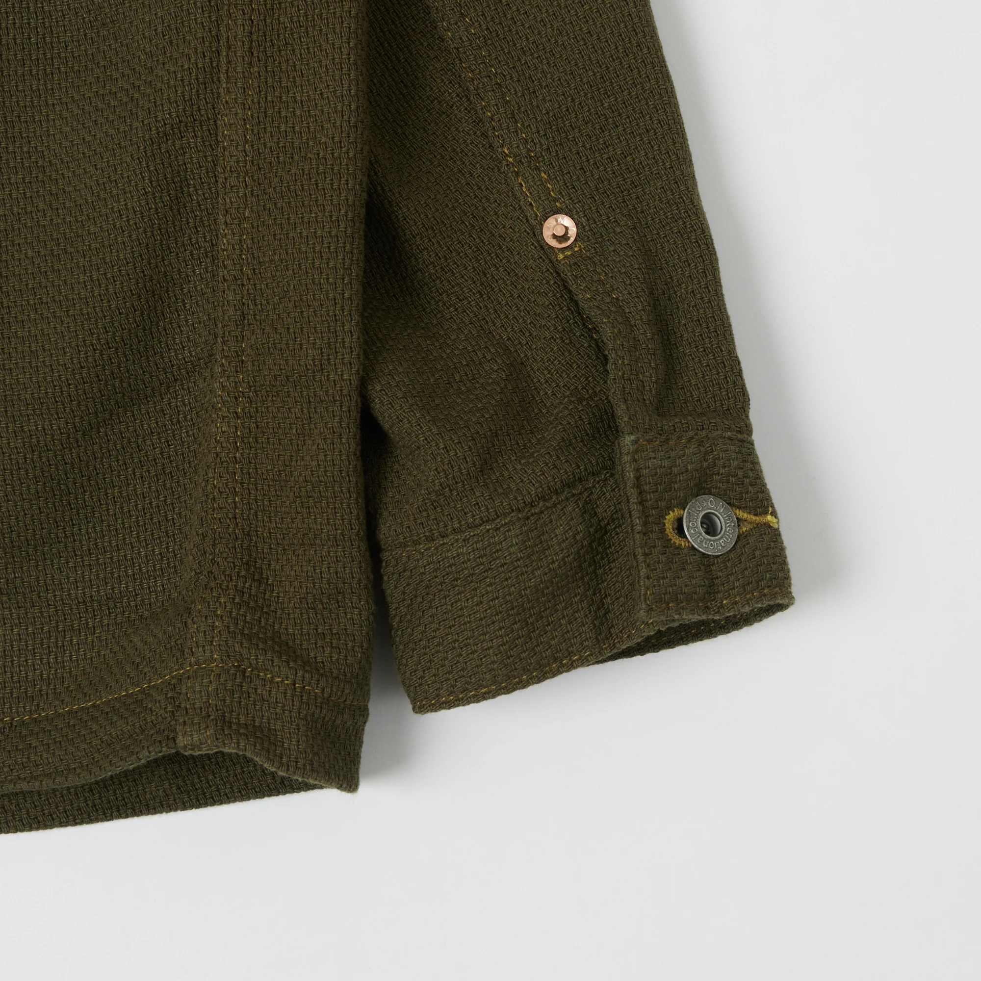ONI Denim 03100-OLVDR Sashiko Dobby Coverall Jacket - Olive Drab - Image 4