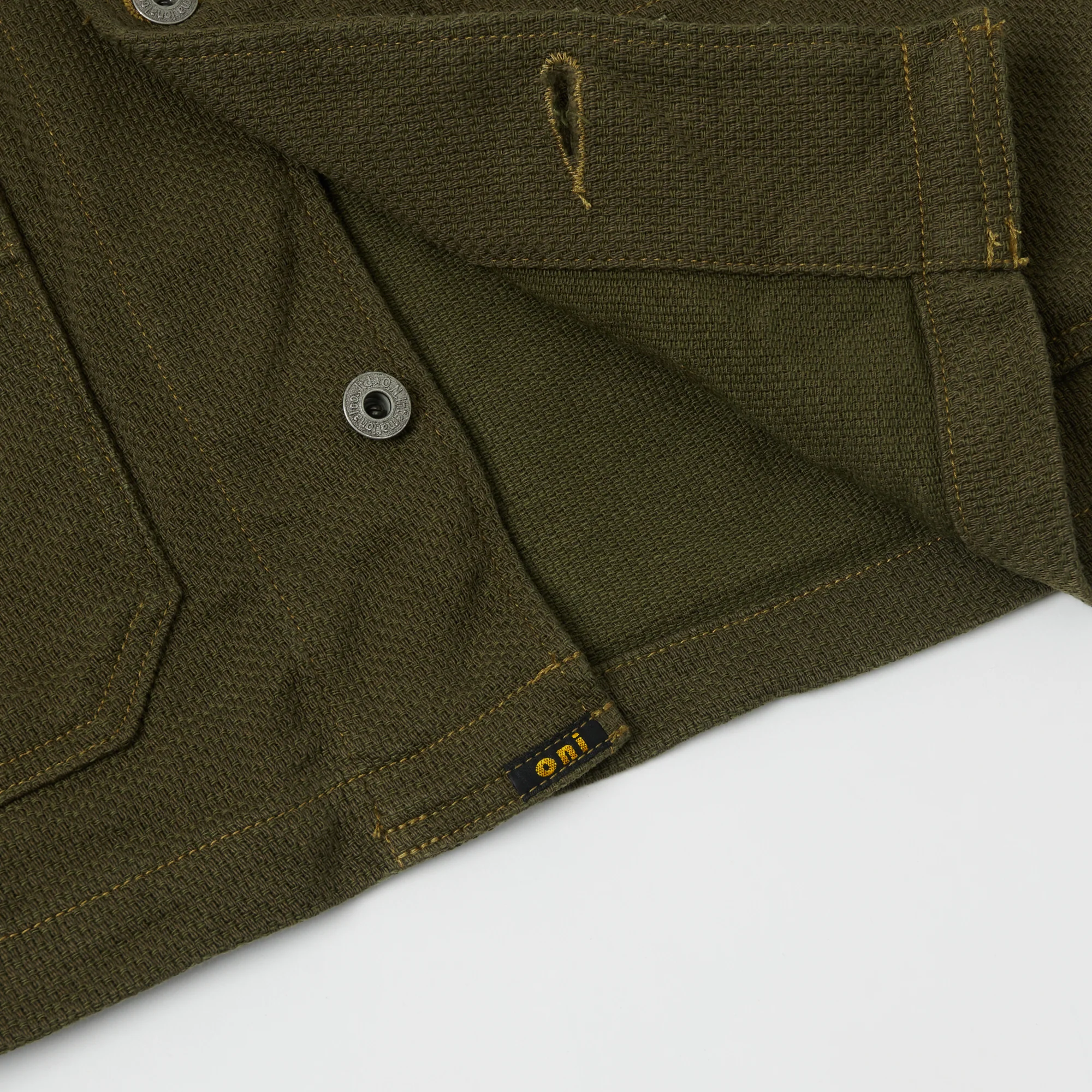 ONI Denim 03100-OLVDR Sashiko Dobby Coverall Jacket - Olive Drab - Image 6