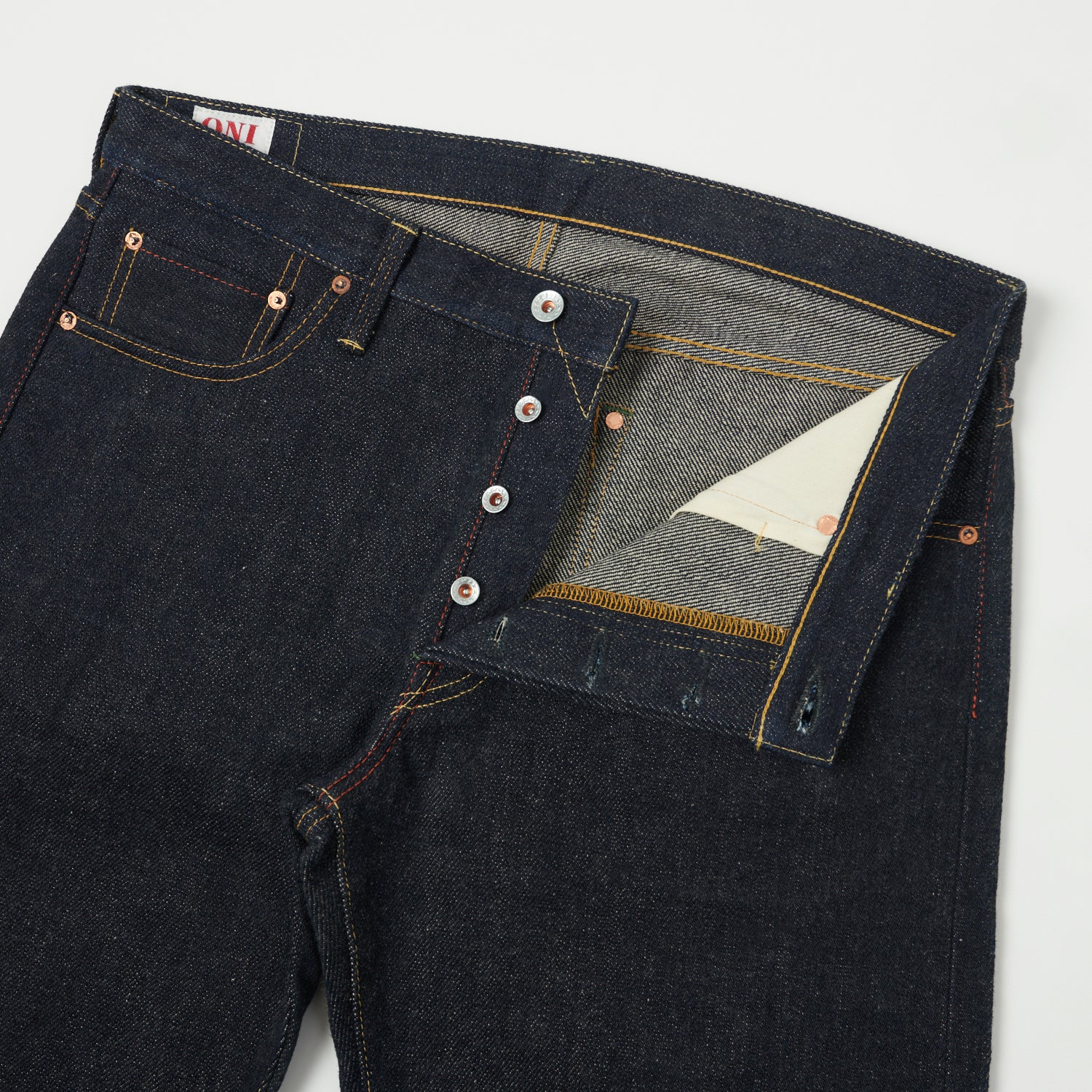 ONI Denim 575 22oz Natural Indigo 'Kabuki' Selvage Slim Straight Jean - Raw - Image 5