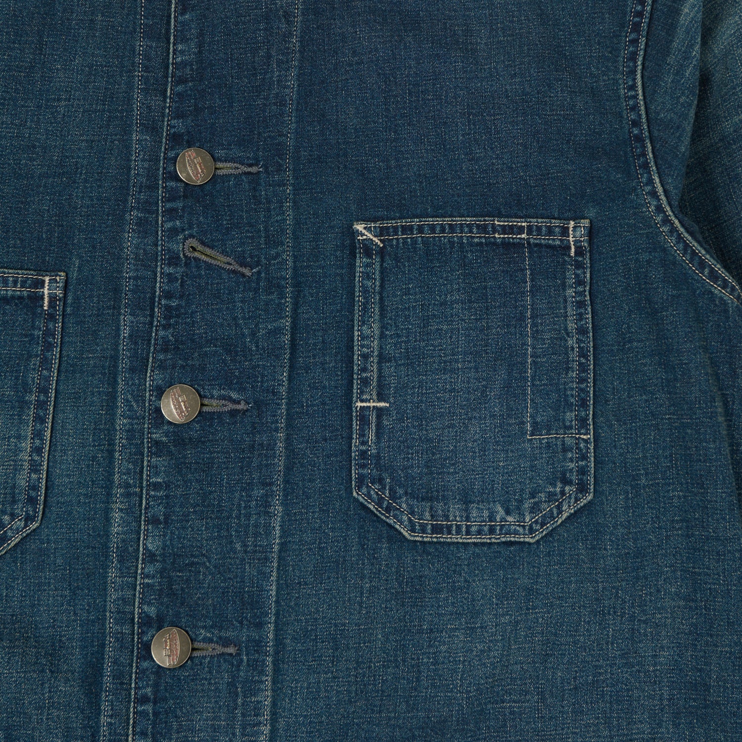 RRL Cotton-Linen Denim Engineer Jacket - Mid Wash - Image 4