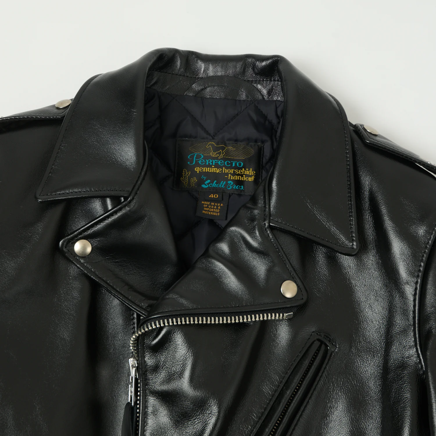 Schott NYC 'Perfecto' Horsehide Leather Motorcycle Jacket - Black - Image 4
