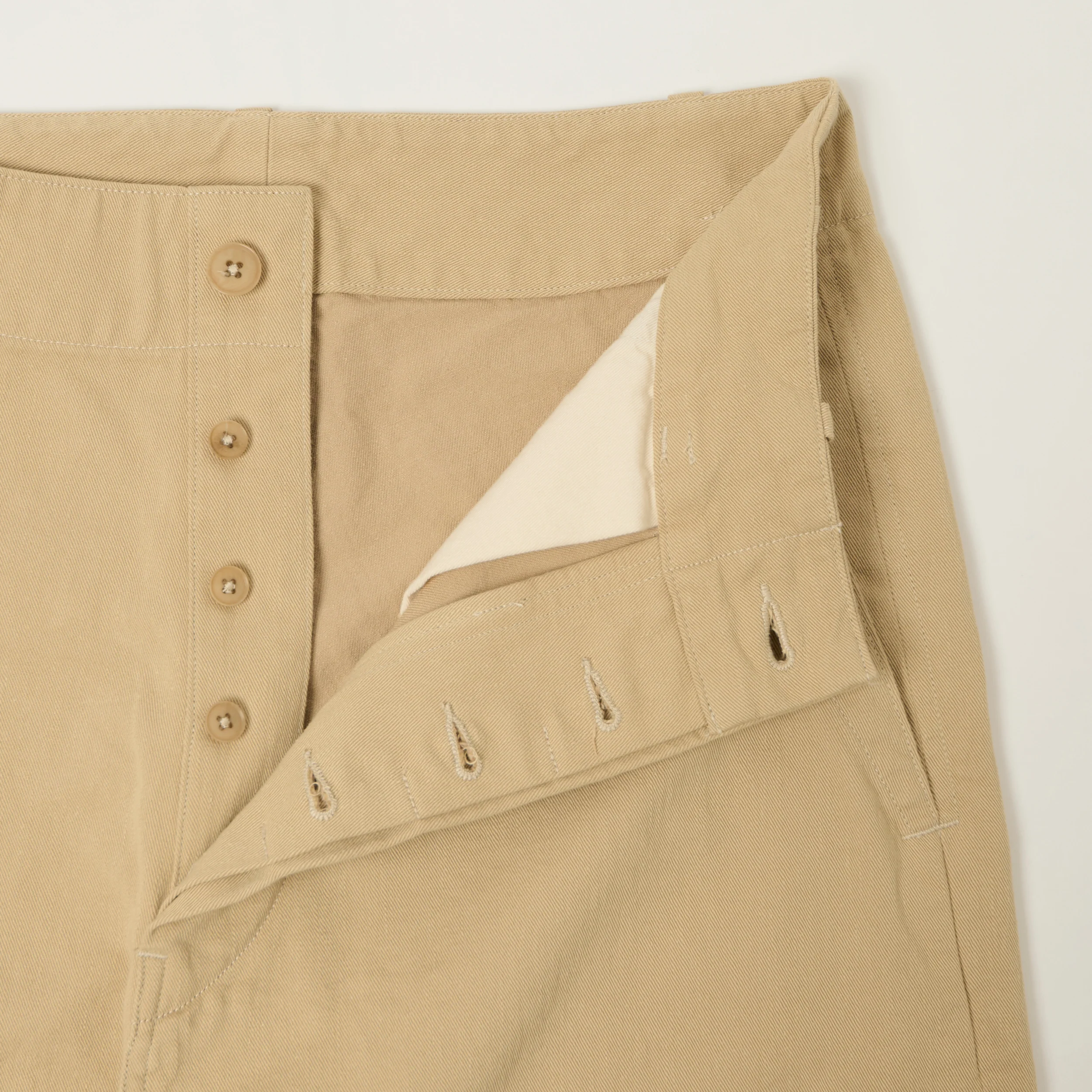Kaptain Sunshine Cotton Drill Wide Pants - Khaki - Image 3
