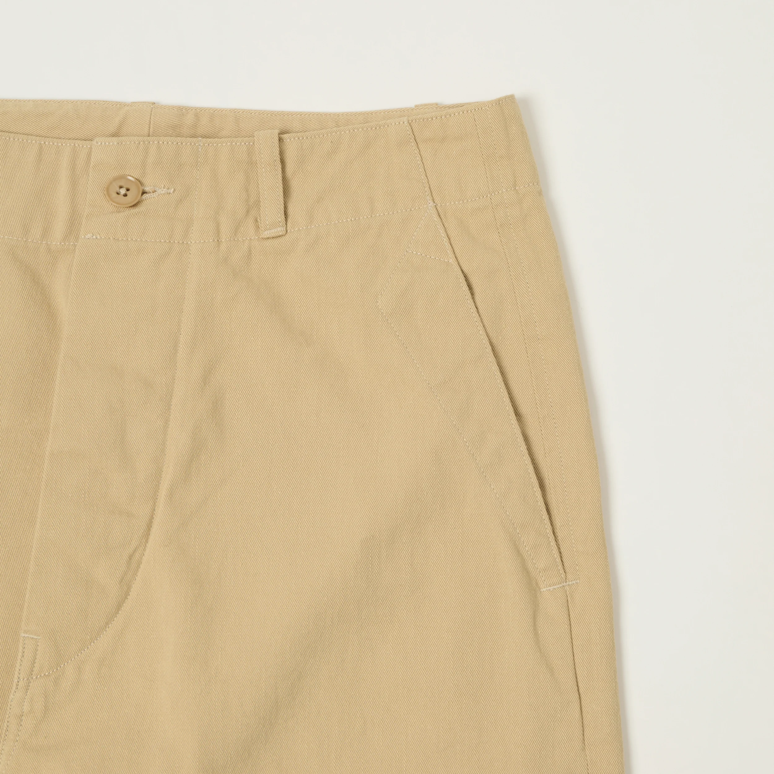 Kaptain Sunshine Cotton Drill Wide Pants - Khaki - Image 4